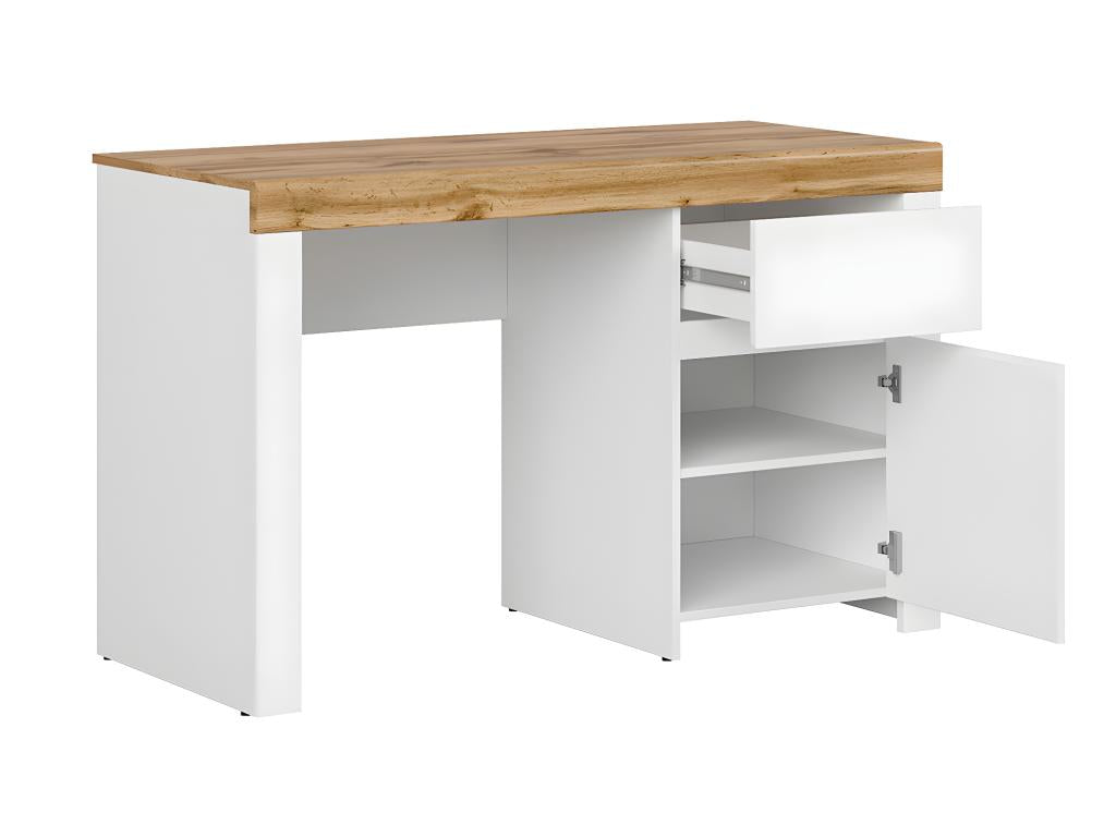 Bureau 1 porte 1 tiroir Vertchez Blanc et Bois