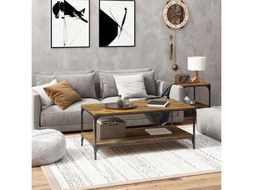 Table basse Chêne fumé 100x50x40 cm Bois d'ingénierie