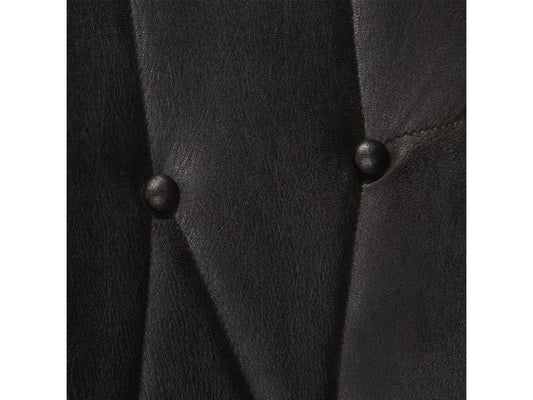 Fauteuil à oreilles avec repose-pied Noir Cuir véritable