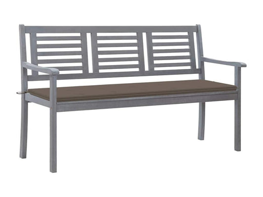Banc de jardin 3 places avec coussin 150 cm Gris Eucalyptus