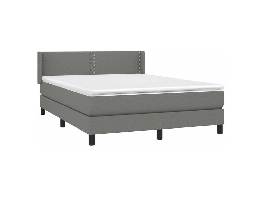 Sommier à Vertchez de lit avec matelas Gris foncé 140x190 Tissu