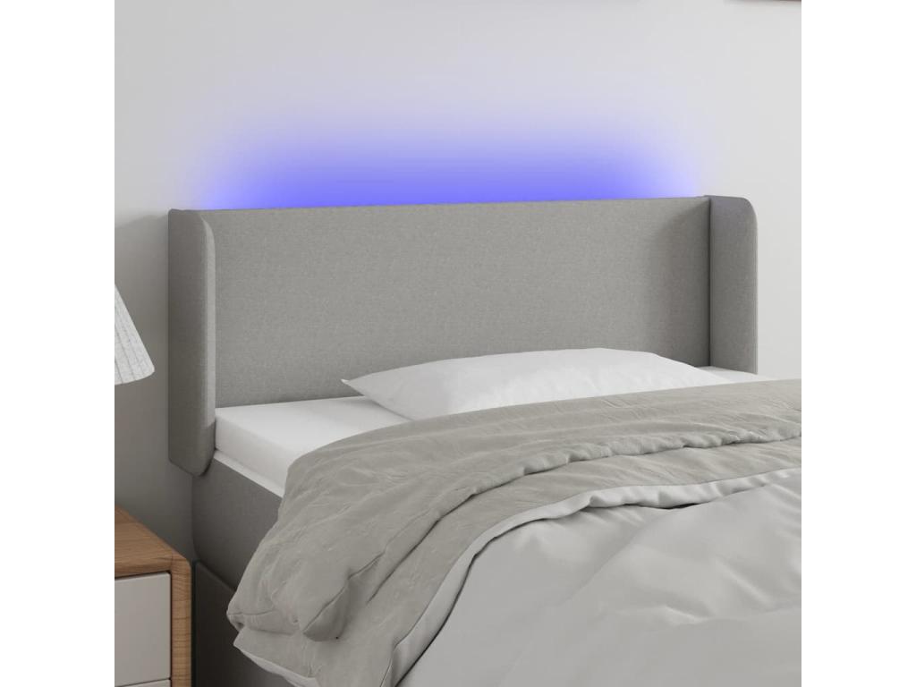 Tête de lit à LED Gris clair 83x16x78-88 Tissu
