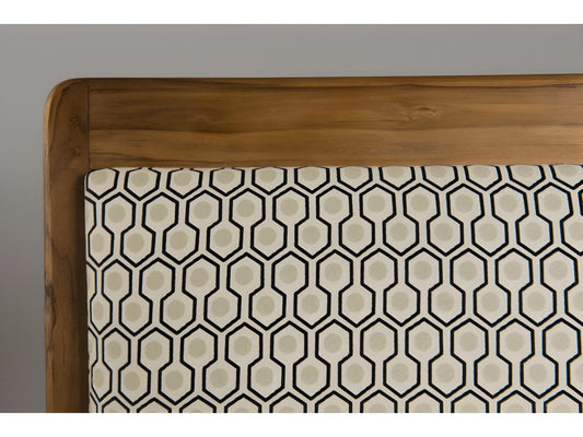 Vertchez - Fauteuil hexago bois teck tissu vert Vertchez