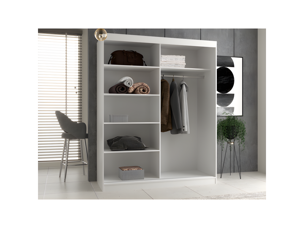 Vertchez - Armoire à 2 portes coulissantes - Penderie L 160 cm - Dressing de chambre 2 portes