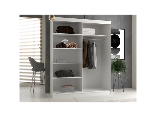 Vertchez - Armoire à 2 portes coulissantes - Penderie L 160 cm - Dressing de chambre 2 portes