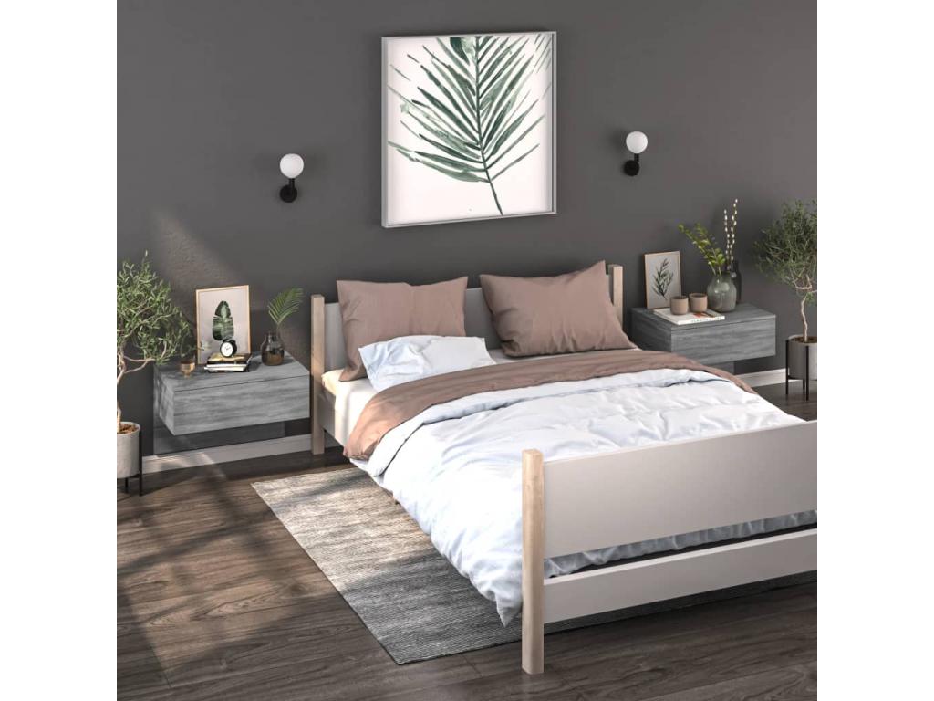 Vertchez Premium - Tables de chevet murales 2 pcs Vertchez gris