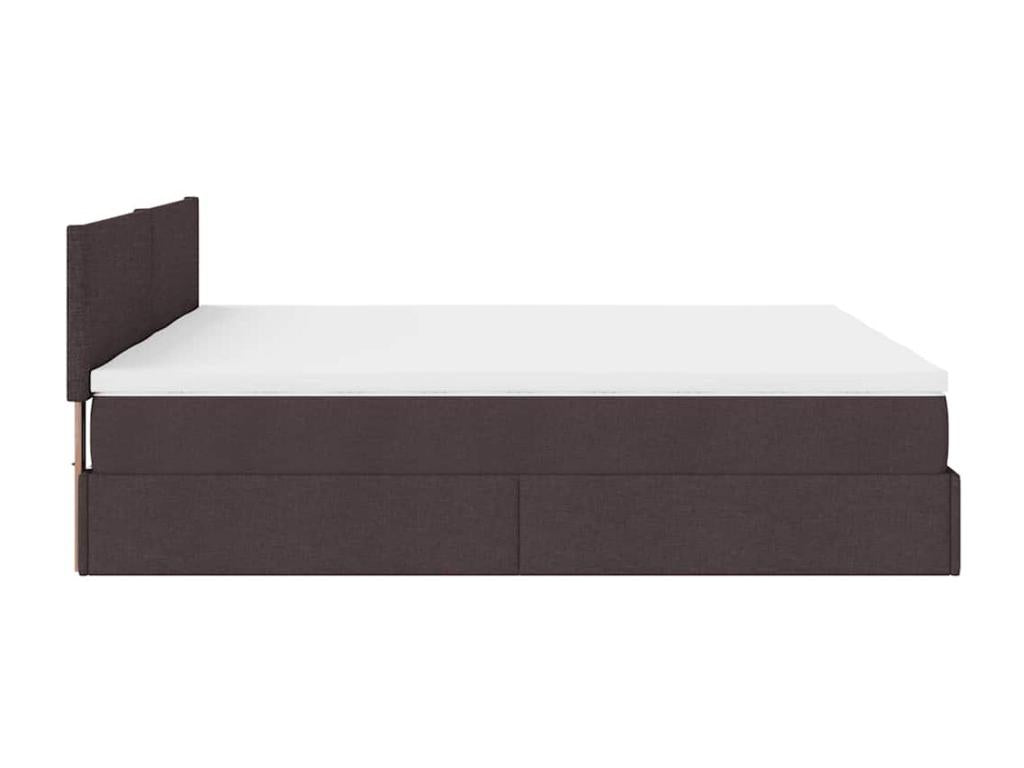 Cadre de lit ottoman avec matelas marron foncé 180x200 cm tissu