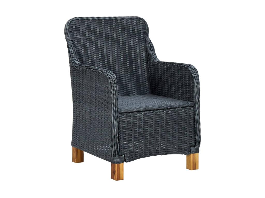 Chaises de jardin avec coussins 2 pcs Résine tressée Gris foncé