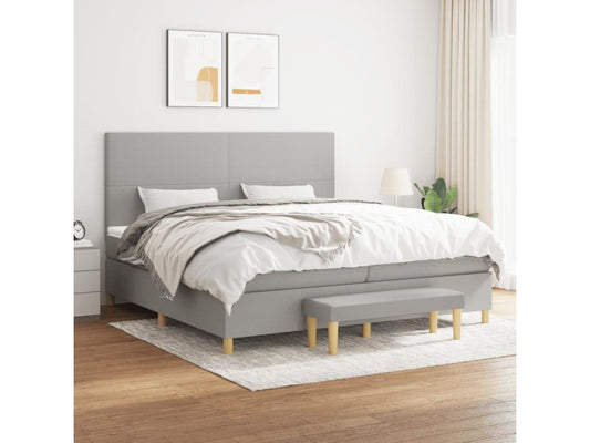 Lit à sommier tapissier avec matelas Gris clair 200x200cm Tissu