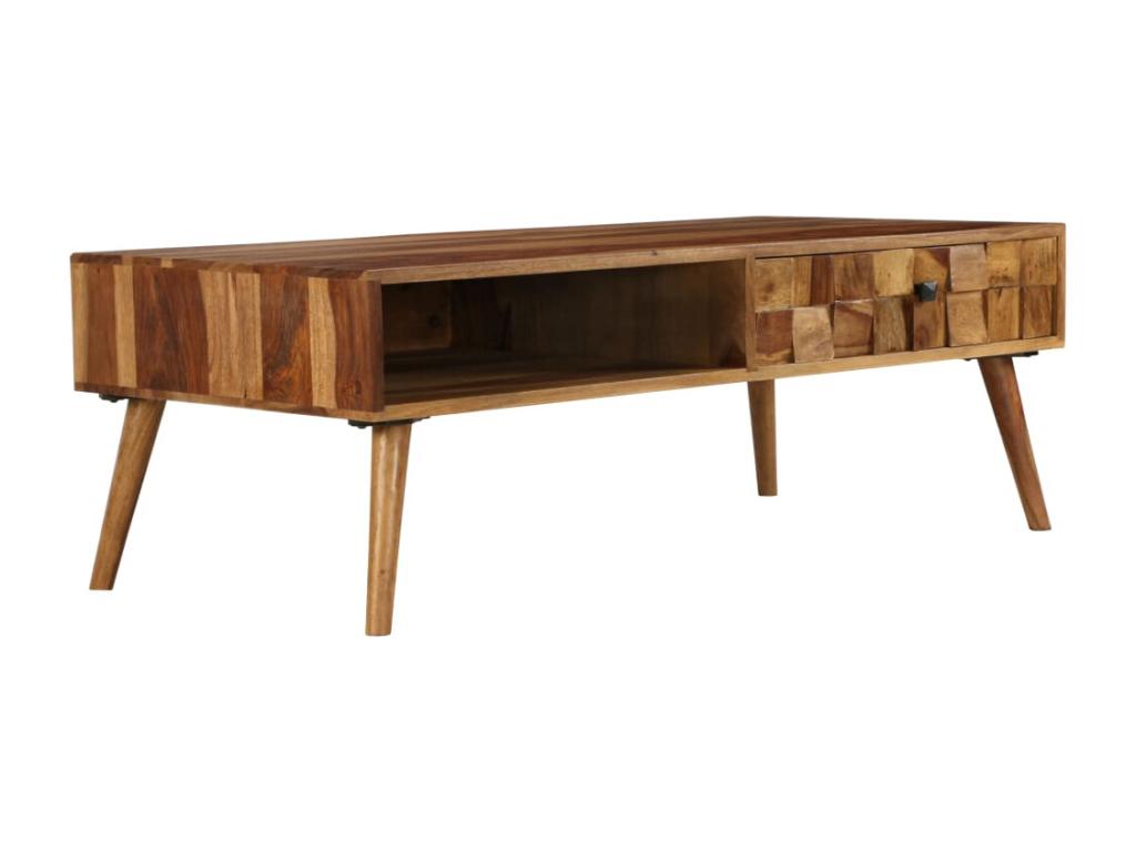 Table basse Bois massif avec finition miel 110x50x37 cm