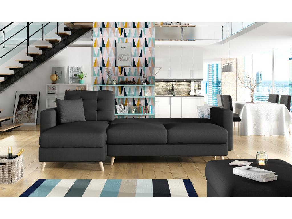 Canapé d'angle réversible et convertible tissu beige clair Vertchez 250cm