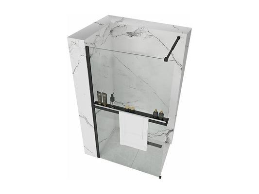 Paroi De Douche Vertchez 90 Black Étagère Et Support Evo