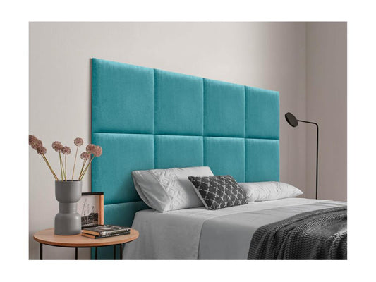 Vertchez Tête de lit tapissée en tissu Aqualine composée de panneaux de lit autocollants interchangeables pour chambre de luxe turquoise 110 cm