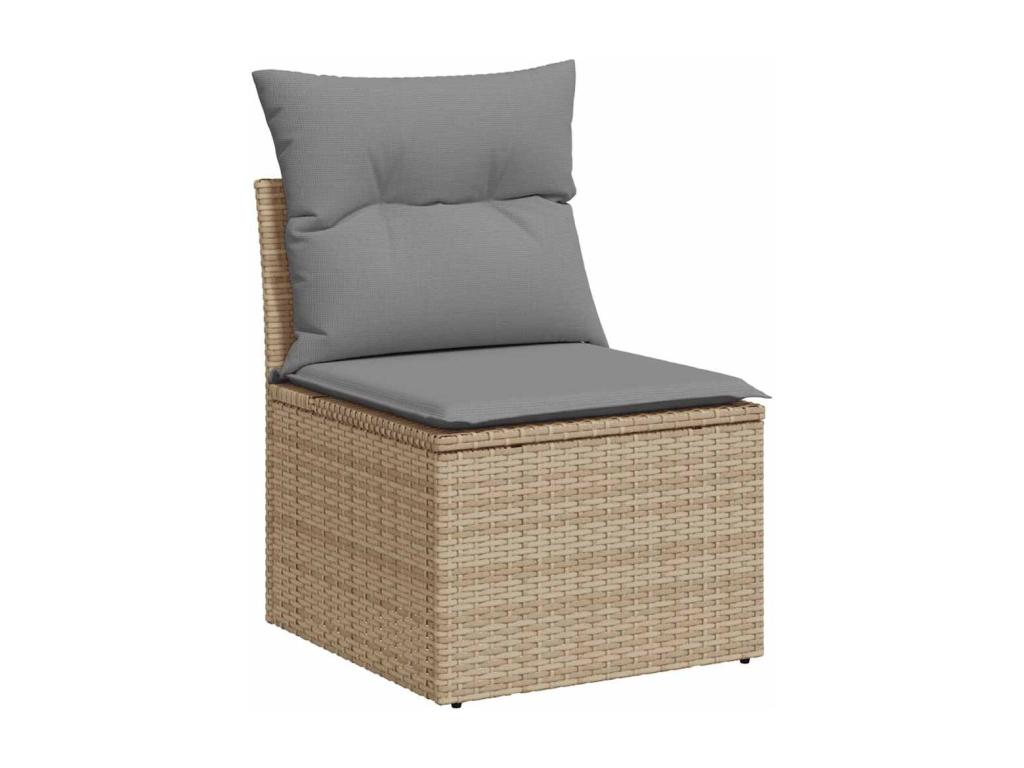 Salon de jardin 6 pcs avec coussins beige résine tressée Vertchez