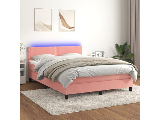 Sommier à Vertchez de lit avec matelas LED Rose 140x200 cm