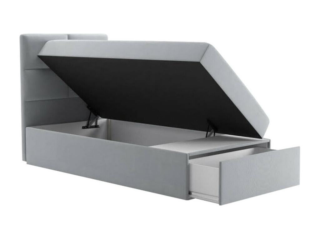 Lit continental Vertchez 100 Continental Unique Gris 90x200 Tapisserie 90x207x120cm