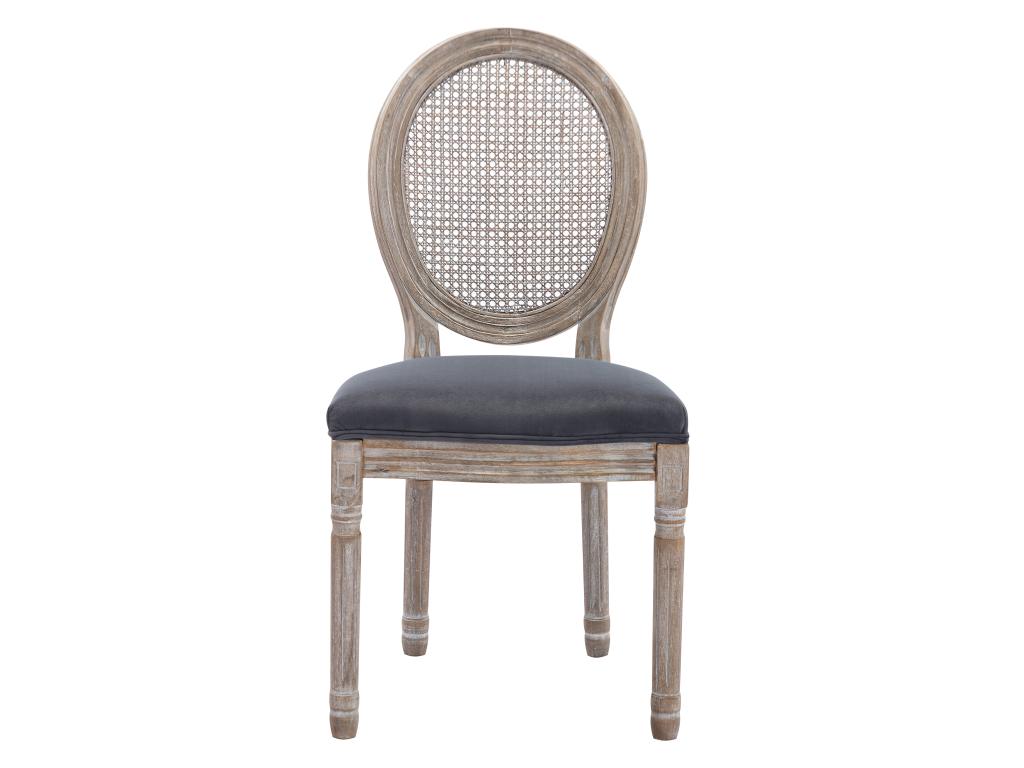 Lot de 2 chaises - Cannage velours et bois d'hévéa - Gris - Vertchez