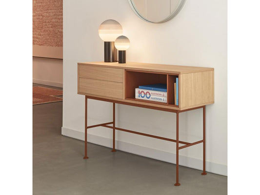 Vertchez - Console 2 tiroirs en bois L120cm Couleur - Rouge brique