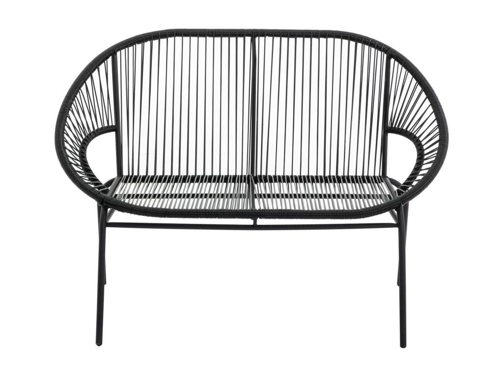 Banc de jardin en fils de résine tressés - Noir - Vertchez III de Vertchez