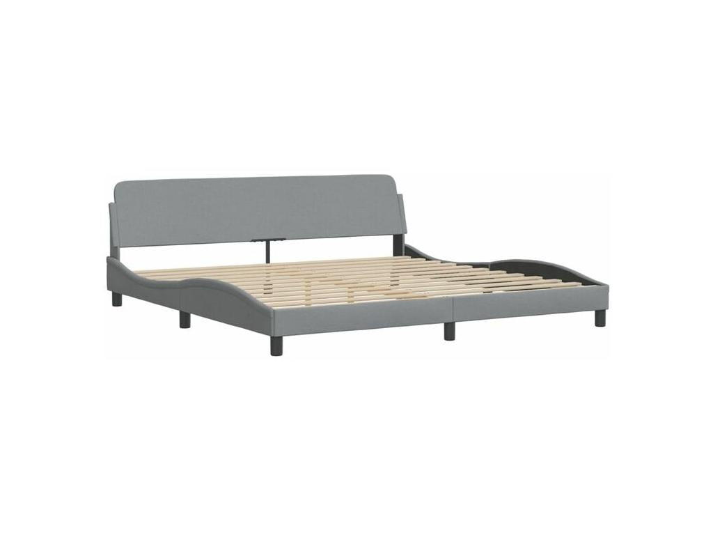 Lit avec matelas gris clair 200x200 tissu