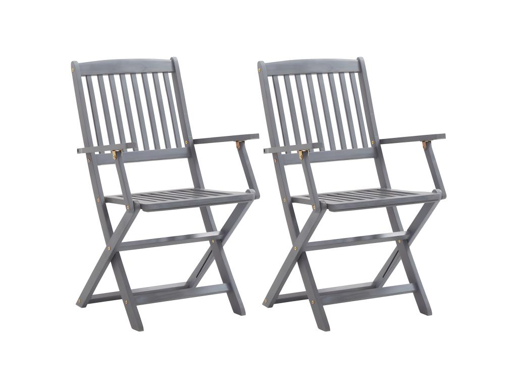 Chaises pliables d'extérieur lot de 2 et coussins Bois d'Vertchez
