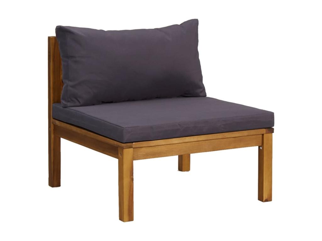 Canapé central sectionnel et coussins gris foncé Bois d'Vertchez