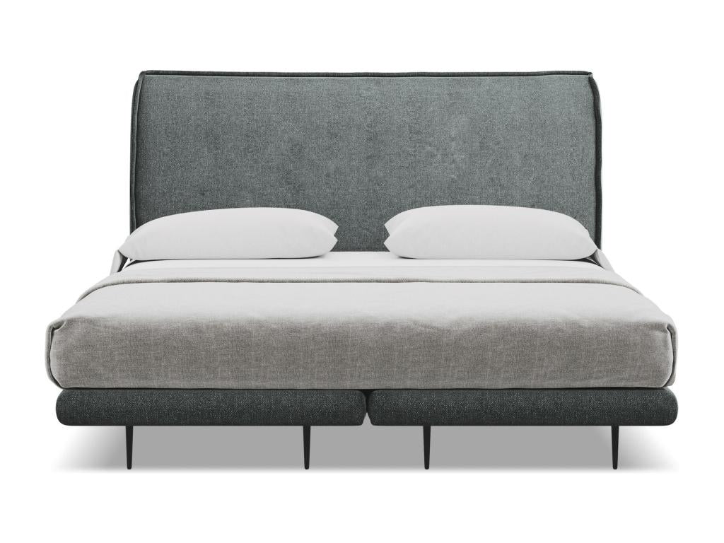 Lit capitonné matelas en tissu chenille 160x200 - graphite - Vertchez
