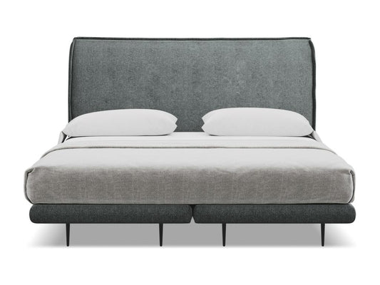 Lit capitonné matelas en tissu chenille 160x200 - graphite - Vertchez