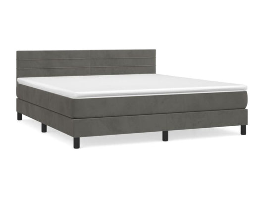 Lit à sommier tapissier et matelas Gris foncé 160x200cm Velours
