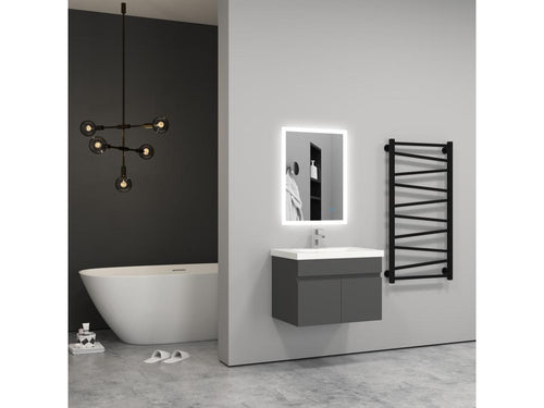 60cm Meuble salle de bain anthracite 2 portes avec une vasque à poser Vertchez