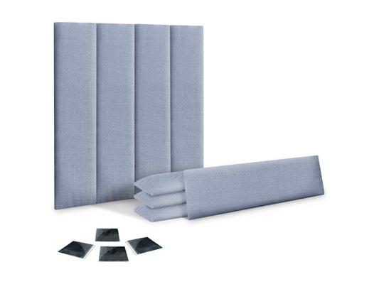 Vertchez Ensemble de 8 Panneaux muraux en lin autocollants absorption acoustique protection contre les chocs et Têtes de Lit Bleu 60x30cm x8