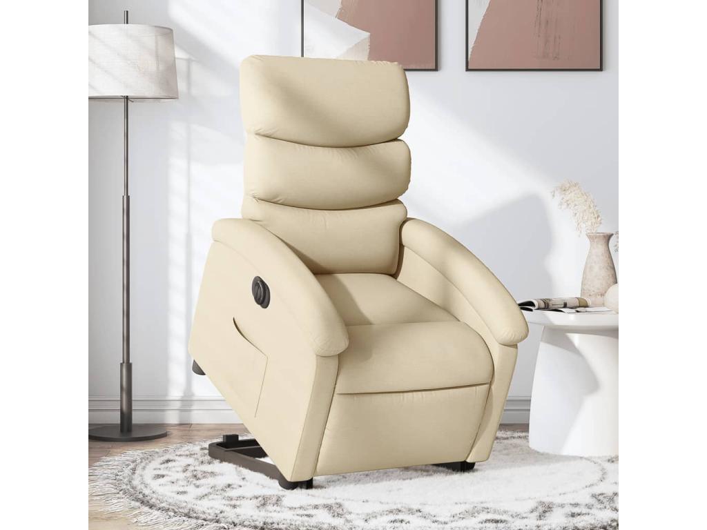 Fauteuil inclinable électrique crème tissu