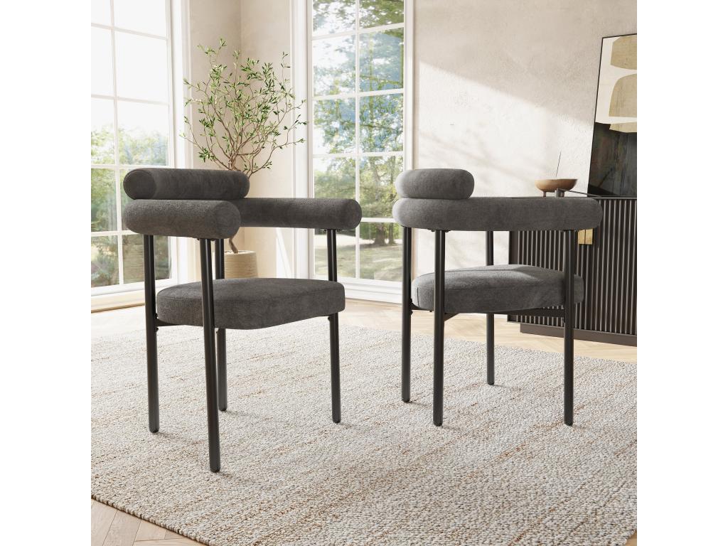 Chaises élégantes en velours gris avec siège à anneaux d70cm×h84cm