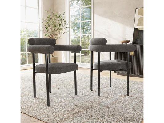 Chaises élégantes en velours gris avec siège à anneaux d70cm×h84cm