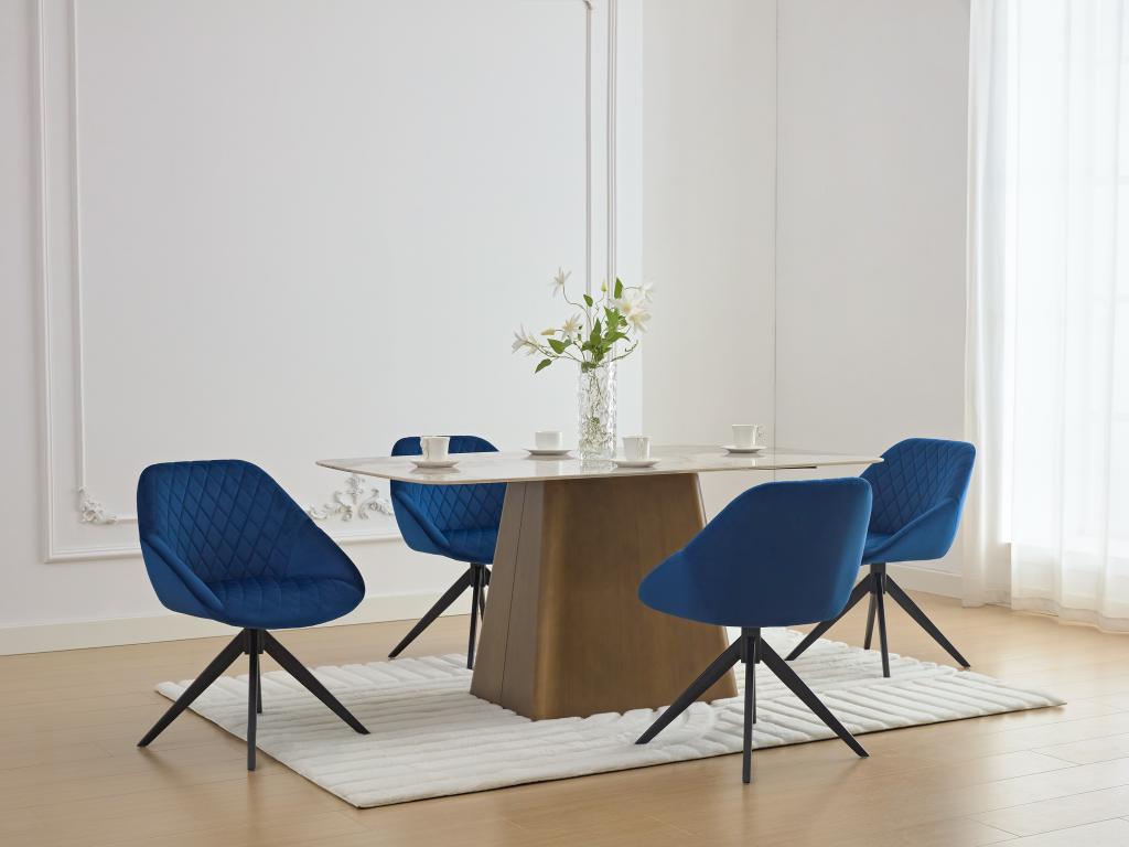Chaise pivotante en velours et métal noir - Bleu roi - PRICILE