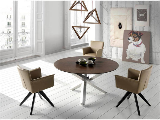 Chaise pivotante similicuir et pieds bois foncé Vertchez-Couleur Vertchez 26 Violet