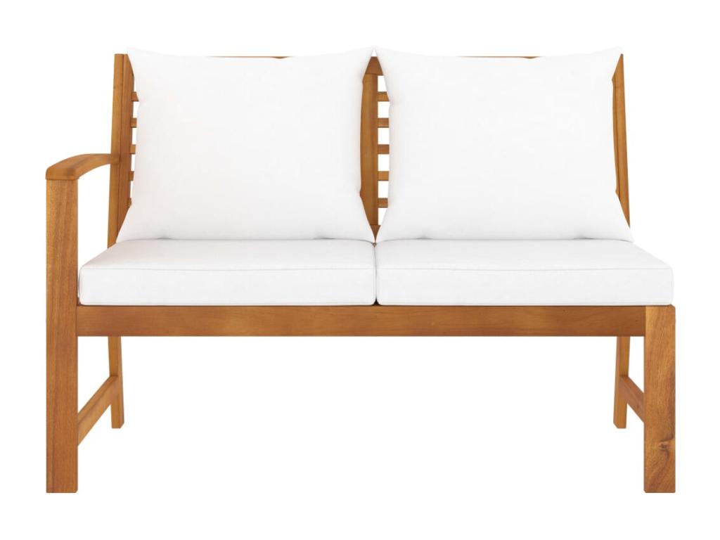 Banc de jardin 114.5 cm avec coussin crème Bois solide d'Vertchez