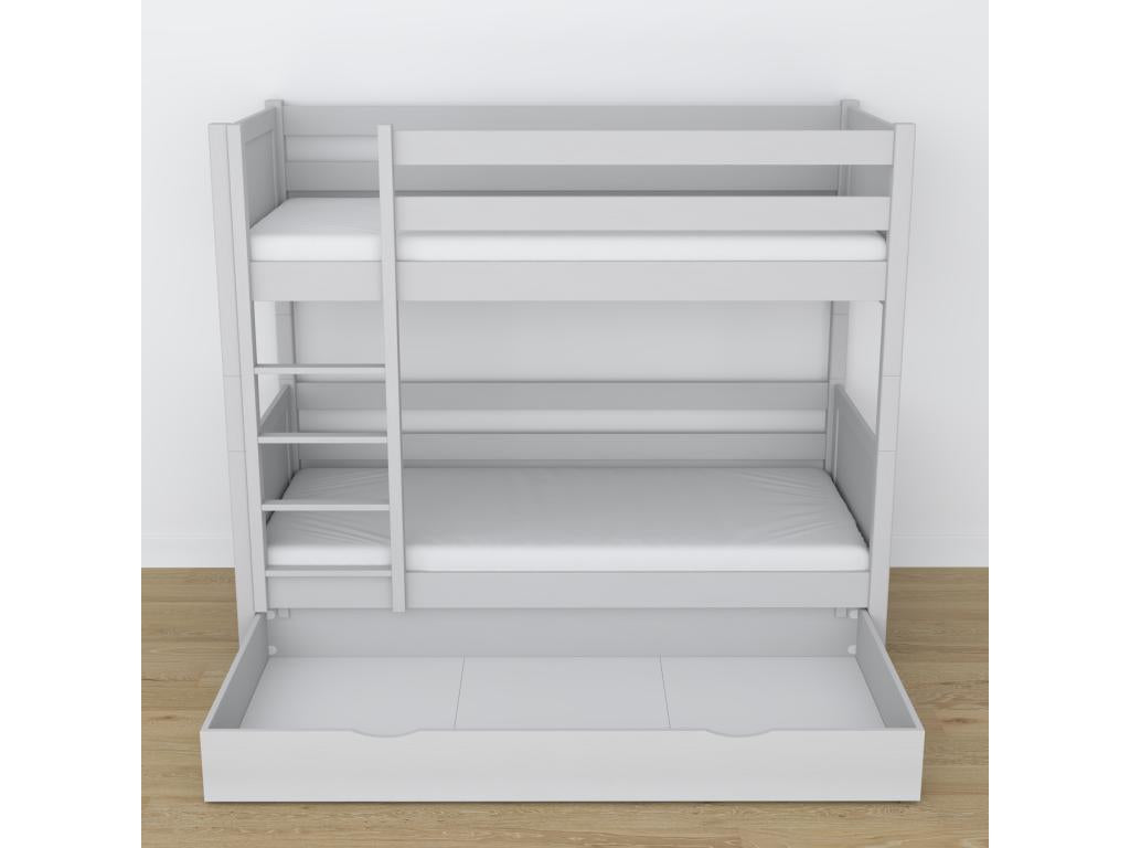 Lit superposé en bois - avec tiroir N02 Gris 100x190