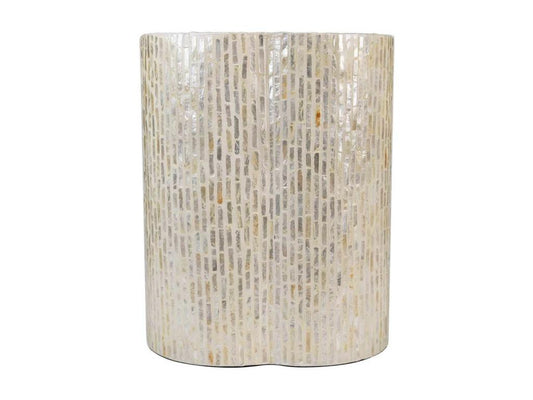 Tabouret en bois fini en capiz gris 40x40x50