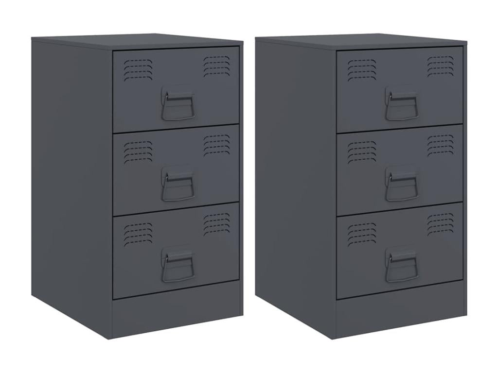 Tables de chevet 2 pcs anthracite 34.5x39x62 cm acier