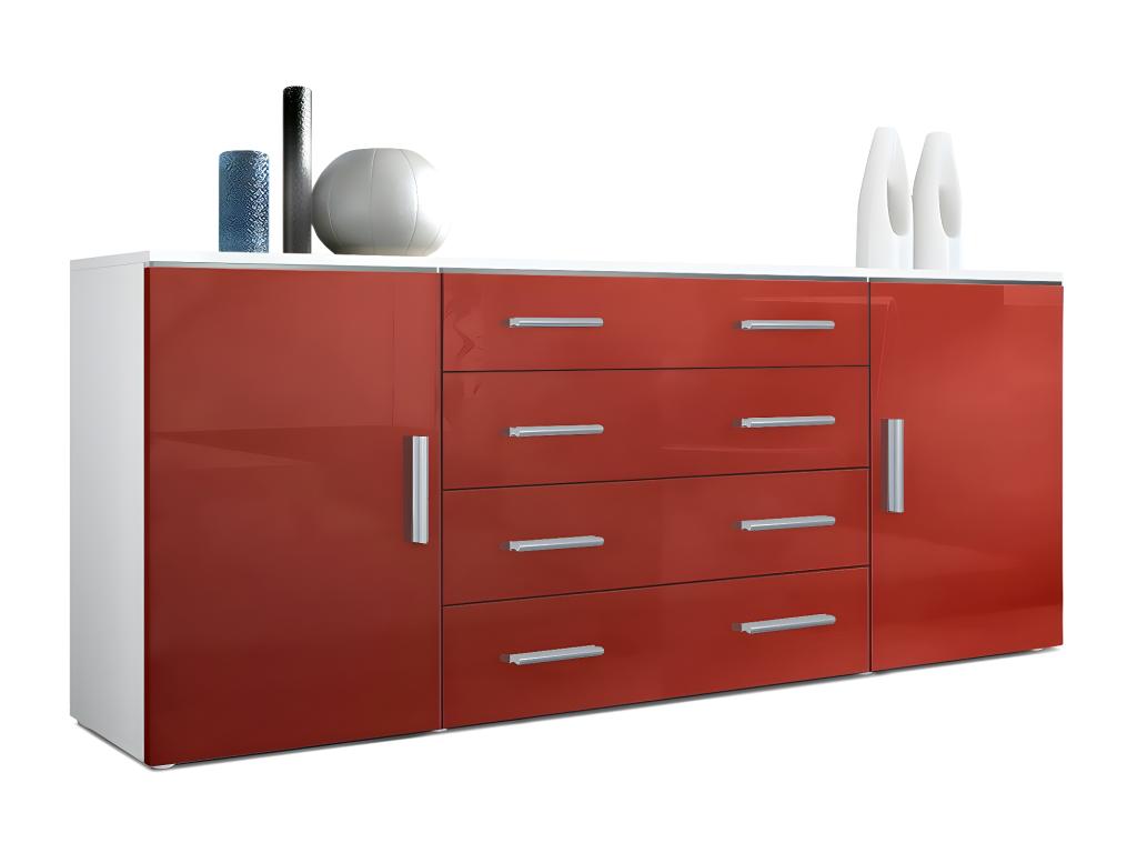 Meuble Blanc Mat et bordeaux Haute Brillance 166x72x35 Cm