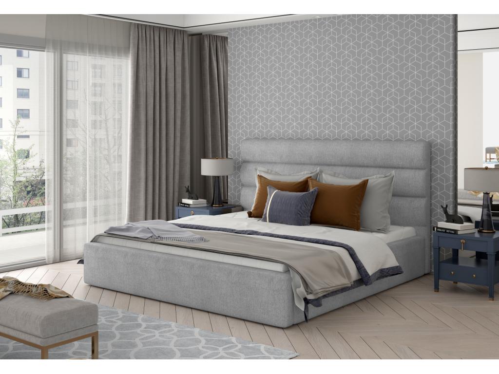 Lit design tissu gris clair Vertchez - 4 tailles-140x200