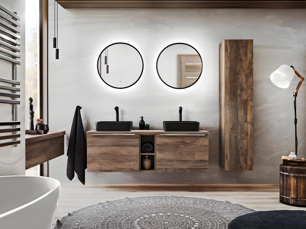 Meuble haut de salle de bain - Chêne Vertchez fe - L20-H65-P15 - Vertchez