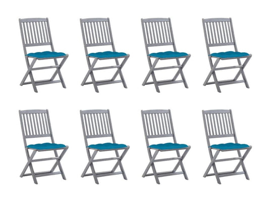Chaises pliables d'extérieur 8 pcs avec coussins Bois d'Vertchez 22
