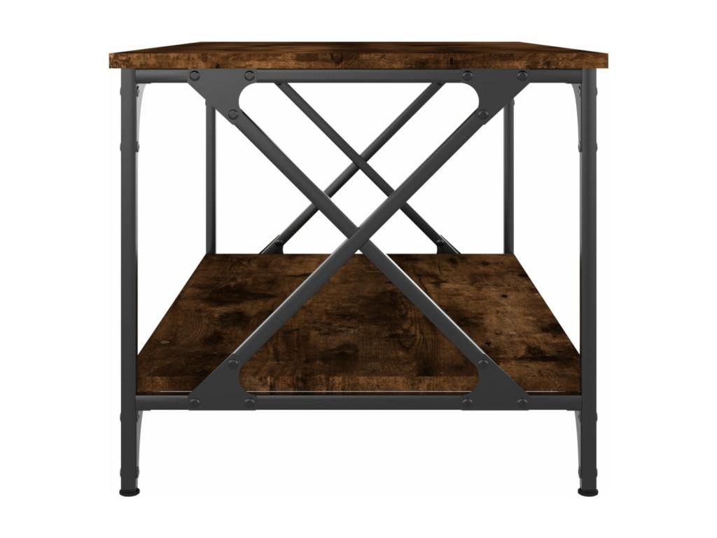 Table basse Chêne fumé 80x50x45 cm Bois d'ingénierie et fer