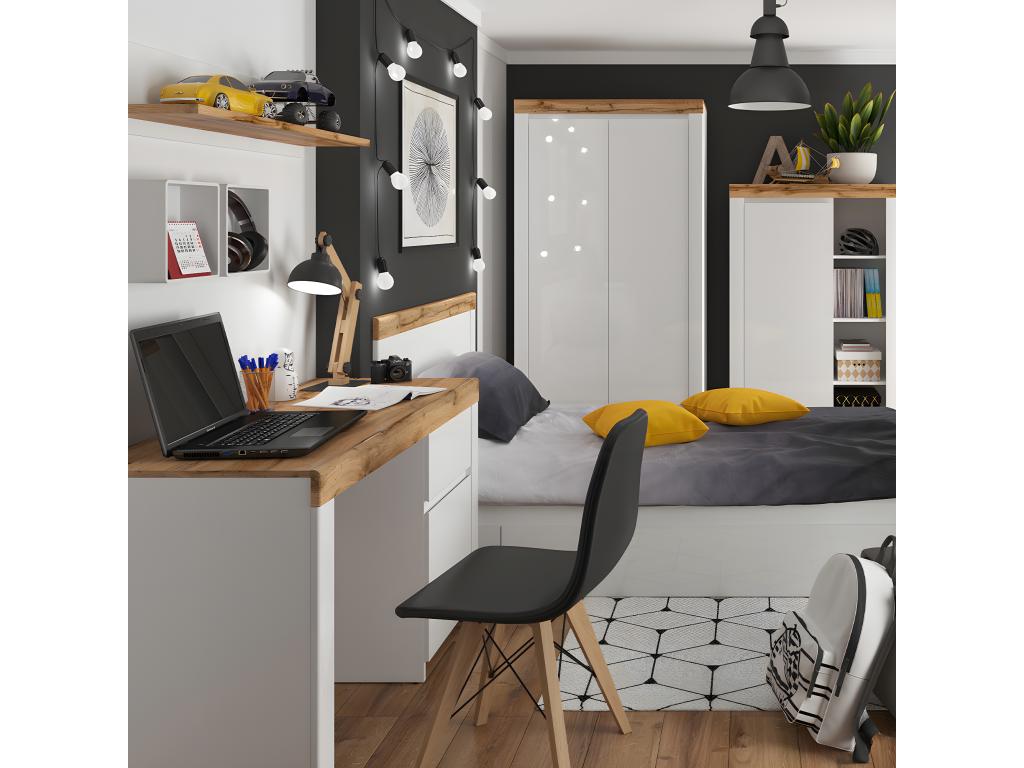 Bureau 1 porte 1 tiroir Vertchez Blanc et Bois