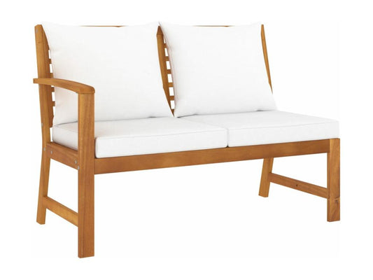 Banc de jardin 114.5 cm avec coussin crème Bois solide d'Vertchez