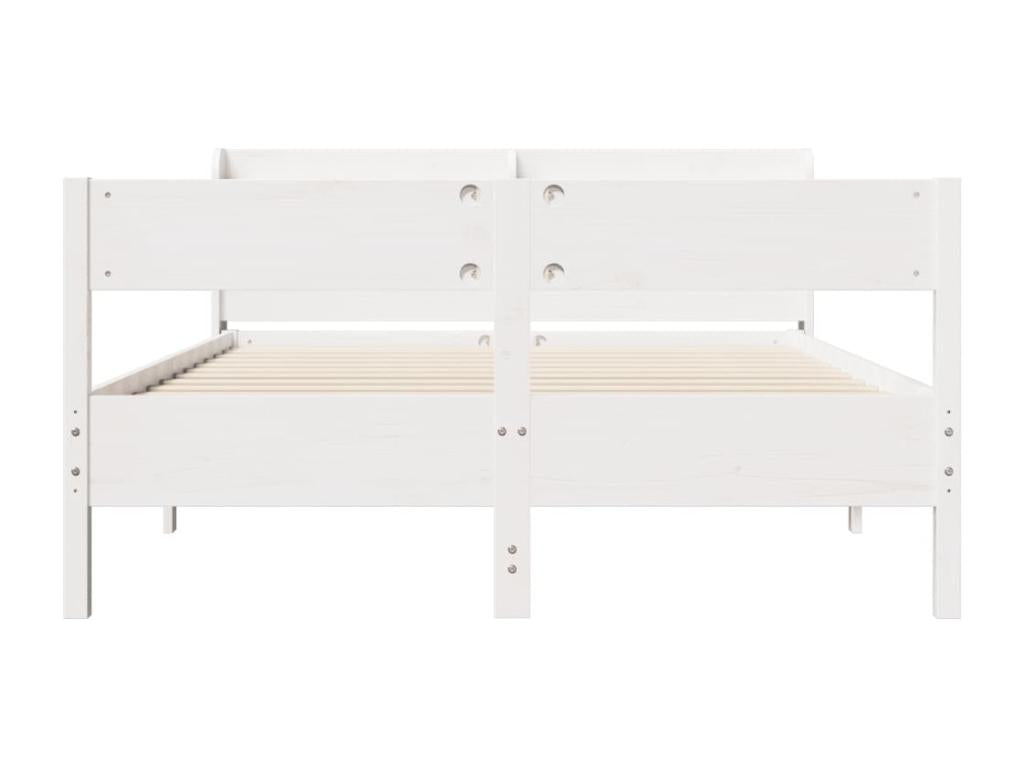 Cadre de lit sans matelas blanc 140x190 cm bois de pin massif