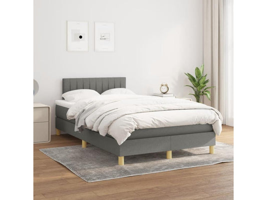 Sommier à Vertchez de lit avec matelas gris foncé 120x190 tissu