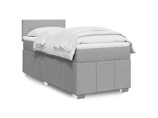 Sommier à Vertchez de lit avec matelas Gris clair 90x200 cm Tissu